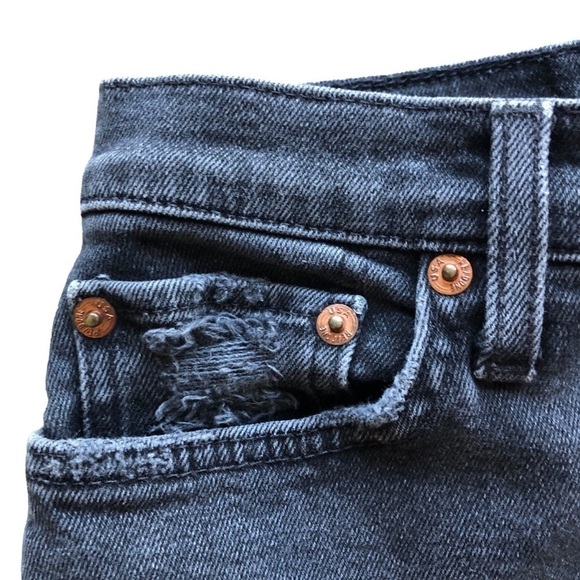 Re/Done Originals Cut Off Shorts Distressed Faded Coal Size 28 - Picture 5 of 13